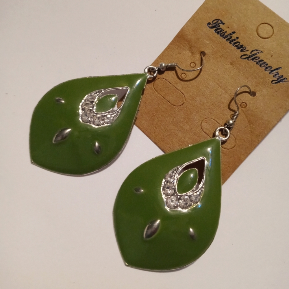 Green Dangle Earrings